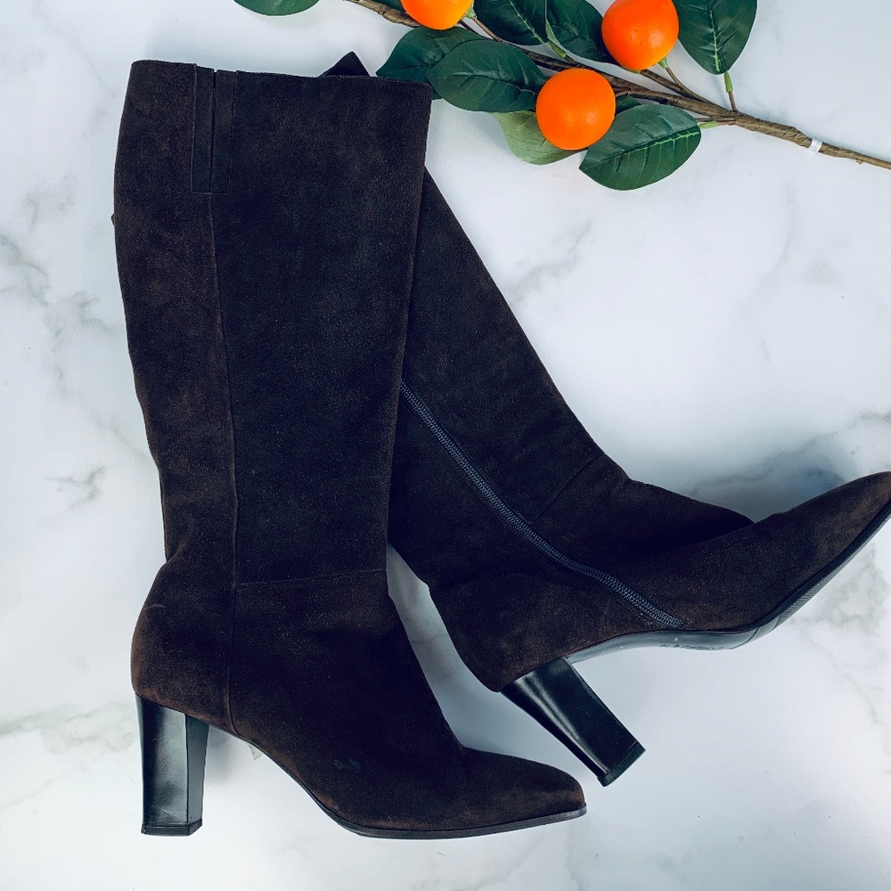 Galo handmade italian knee boots brown suede 10